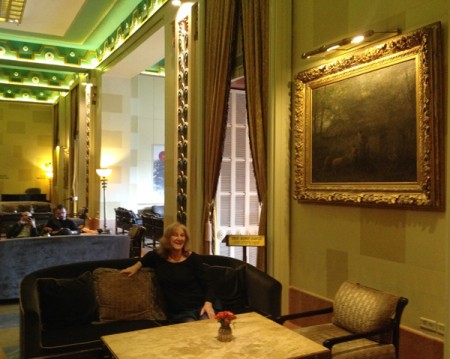 Me sitting in the lobby of the King David hotel