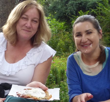 eating potato pancake in Zakopane Poland