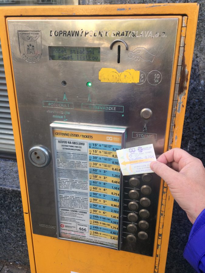 Bratislava tram ticket machine. You buy for the time it will take you to ride.